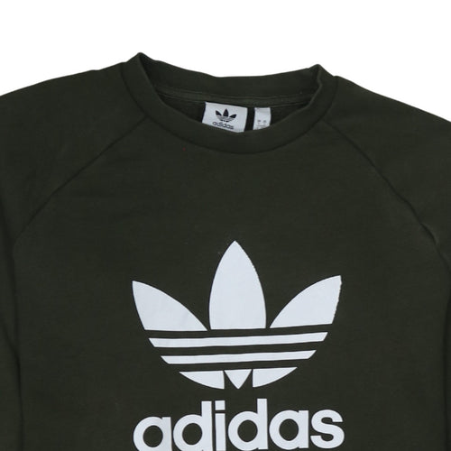 Adidas Mens Green Large Pullover Sweatshirt Crew Neck Logo