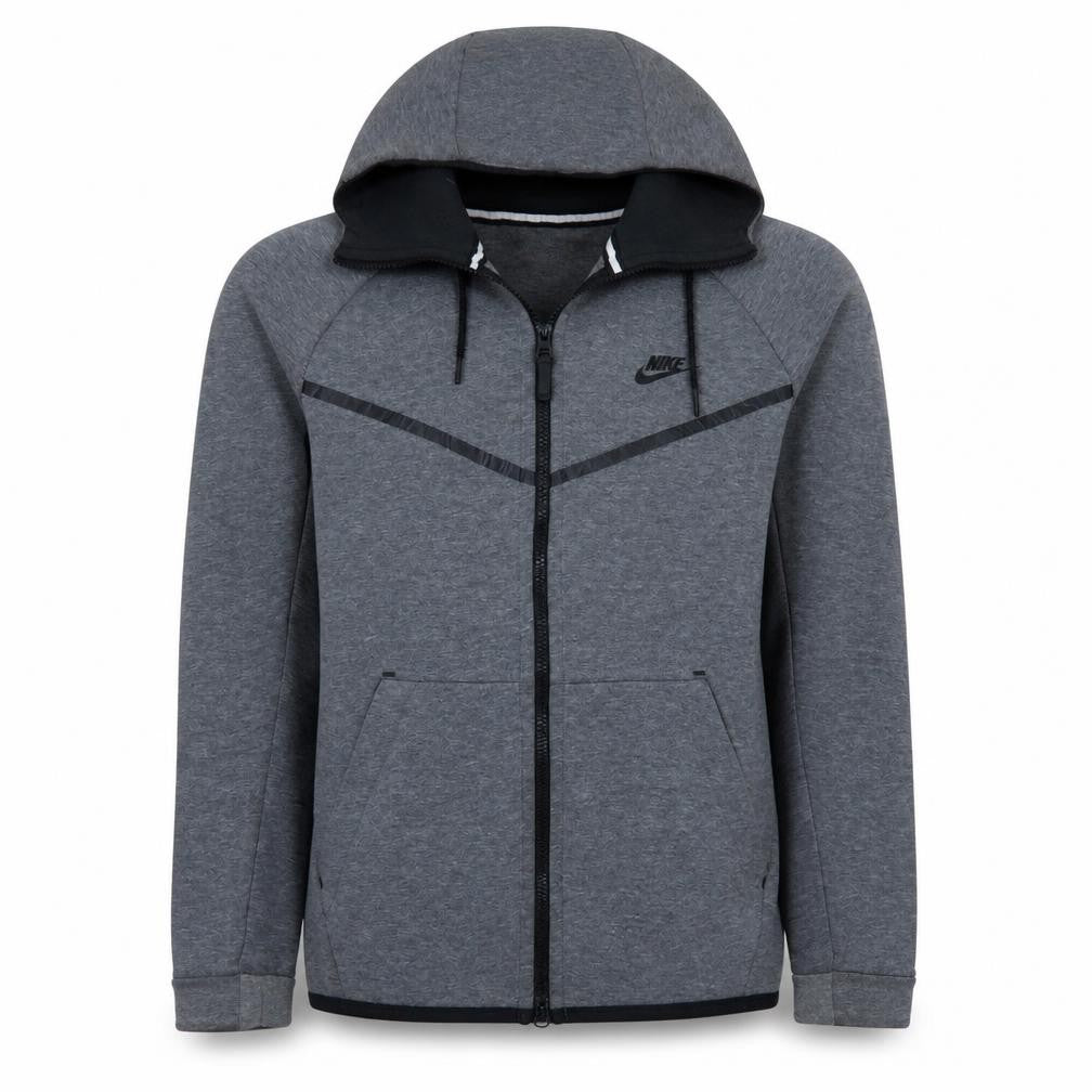 Front view of Nike Men's Grey Full Zip Hoodie Medium Sportswear