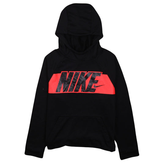 Nike Boys Black XL Pullover Hoodie with Red Logo Design