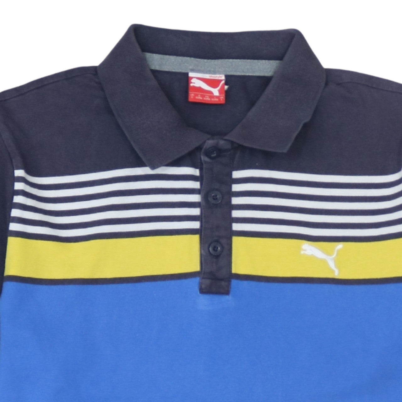 Puma Men's Blue Striped Cotton Polo Shirt Size L