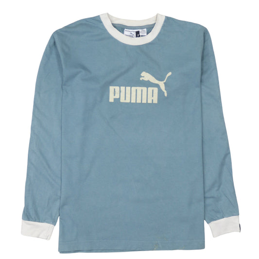Puma Men's Blue Long Sleeve Crew Neck Graphic T-Shirt Size S