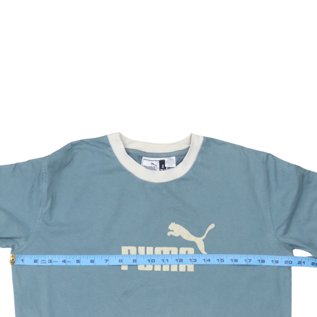 Puma Men's Blue Long Sleeve Crew Neck Graphic T-Shirt Size S