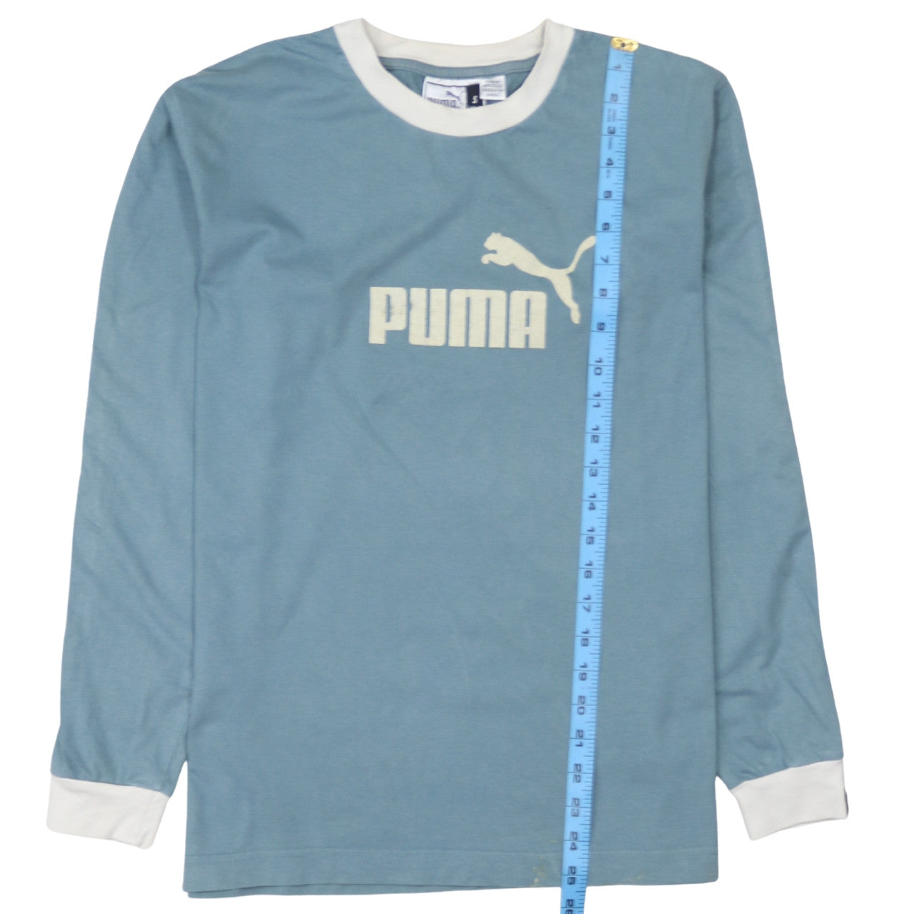 Puma Men's Blue Long Sleeve Crew Neck Graphic T-Shirt Size S