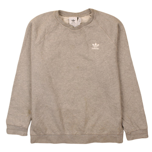 Adidas Men's Grey Logo Crew Neck Pullover Sweatshirt Size M
