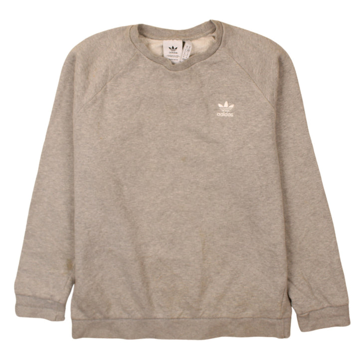 Adidas Men's Grey Logo Crew Neck Pullover Sweatshirt Size M