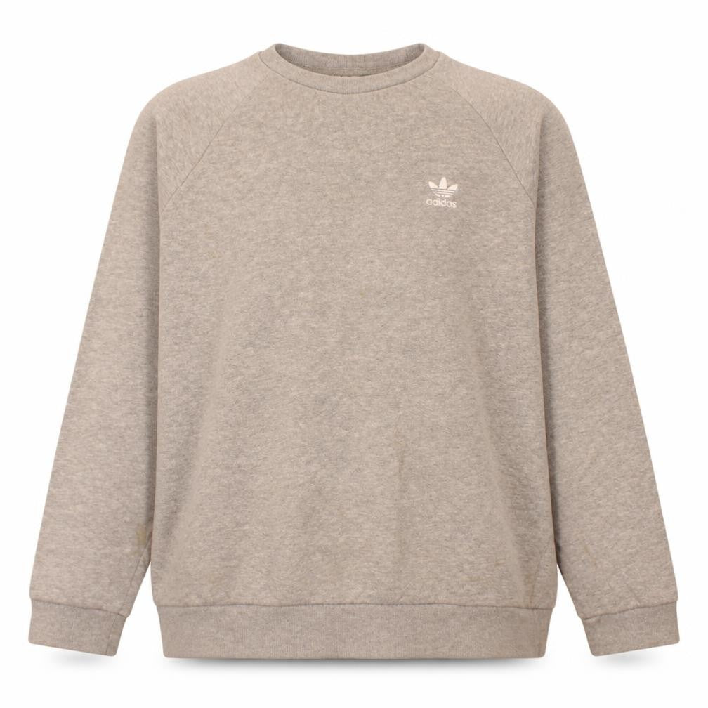 Front view of Adidas Men's Grey Logo Crew Neck Pullover Sweatshirt, size M