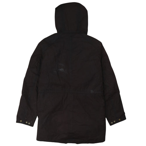 Barbour Women Brown Waxed Parka Jacket Size 10 Hooded Lined