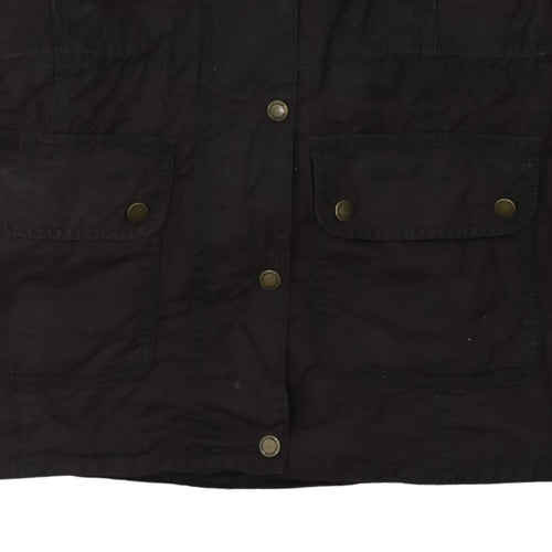 Barbour Women Brown Waxed Parka Jacket Size 10 Hooded Lined