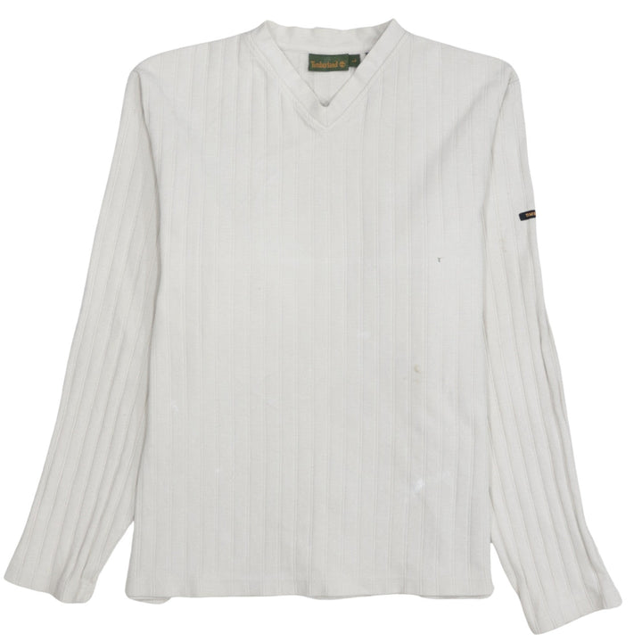 Timberland Men's White V-Neck Long Sleeve Pullover Sweatshirt L