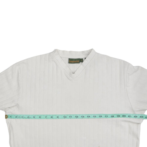Timberland Men's White V-Neck Long Sleeve Pullover Sweatshirt L