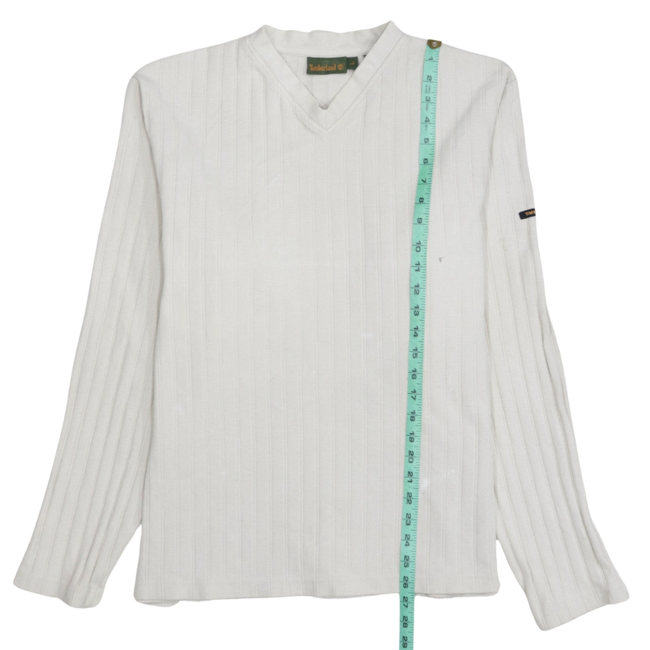 Timberland Men's White V-Neck Long Sleeve Pullover Sweatshirt L