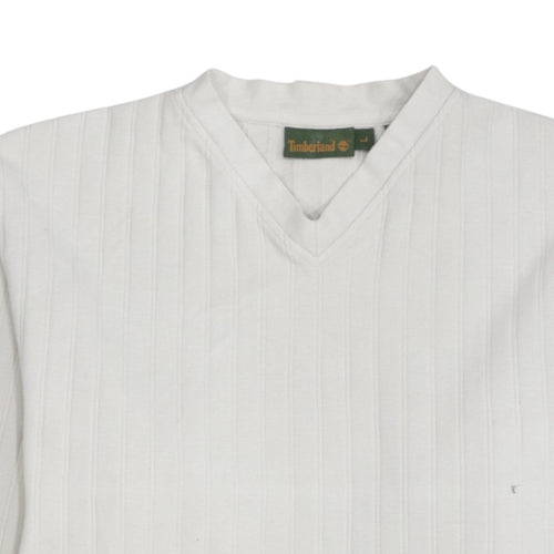 Timberland Men's White V-Neck Long Sleeve Pullover Sweatshirt L
