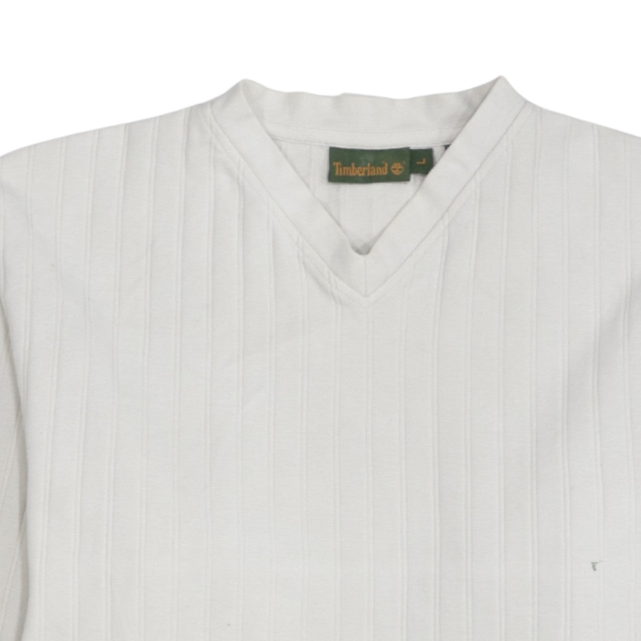 Timberland Men's White V-Neck Long Sleeve Pullover Sweatshirt L
