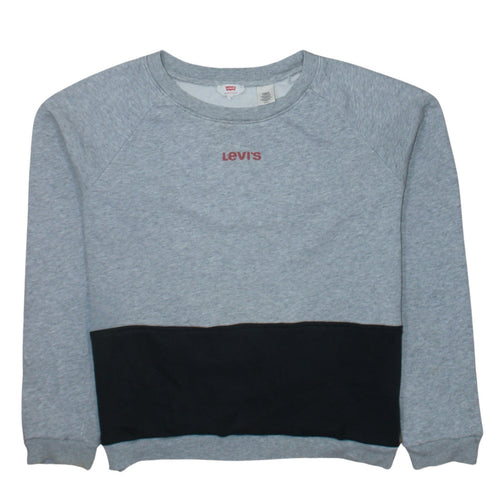 Levi's Womens Grey Sweatshirt Small Logo Pullover Contrast Hem