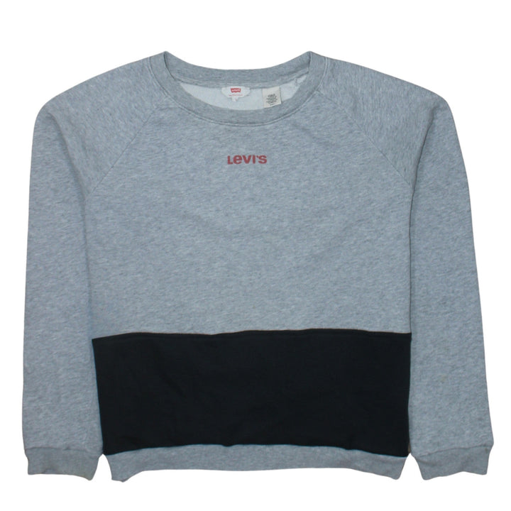 Levi's Womens Grey Sweatshirt Small Logo Pullover Contrast Hem