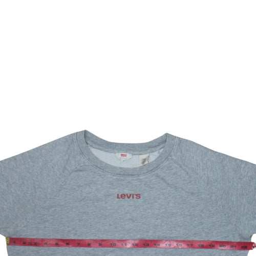 Levi's Womens Grey Sweatshirt Small Logo Pullover Contrast Hem