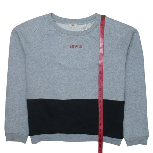 Levi's Womens Grey Sweatshirt Small Logo Pullover Contrast Hem