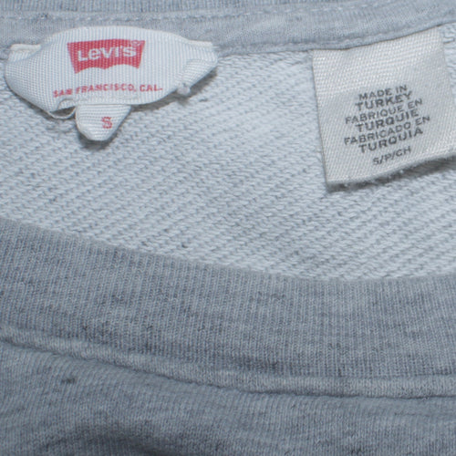 Levi's Womens Grey Sweatshirt Small Logo Pullover Contrast Hem