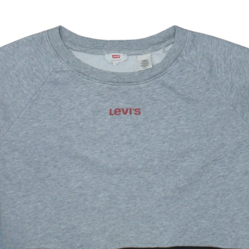 Levi's Womens Grey Sweatshirt Small Logo Pullover Contrast Hem