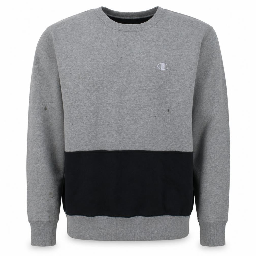 Front view of Champion Men's Grey Pullover Sweatshirt Medium Regular Fit