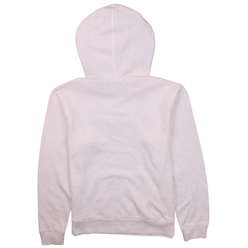 Champion Women White Hoodie L Logo Pullover Cotton Blend
