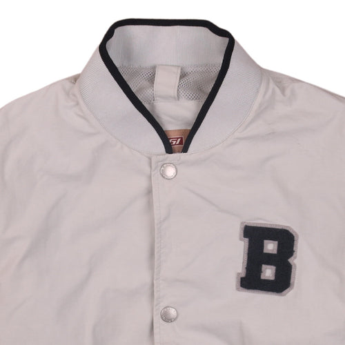 Brugi Boys Beige & Black Varsity Style Sweatshirt S Full Snap Jacket