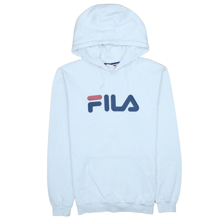 FILA Womens White Hoodie Small Pullover Logo Cotton Blend Casual