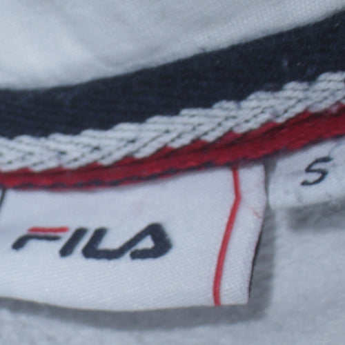 FILA Womens White Hoodie Small Pullover Logo Cotton Blend Casual