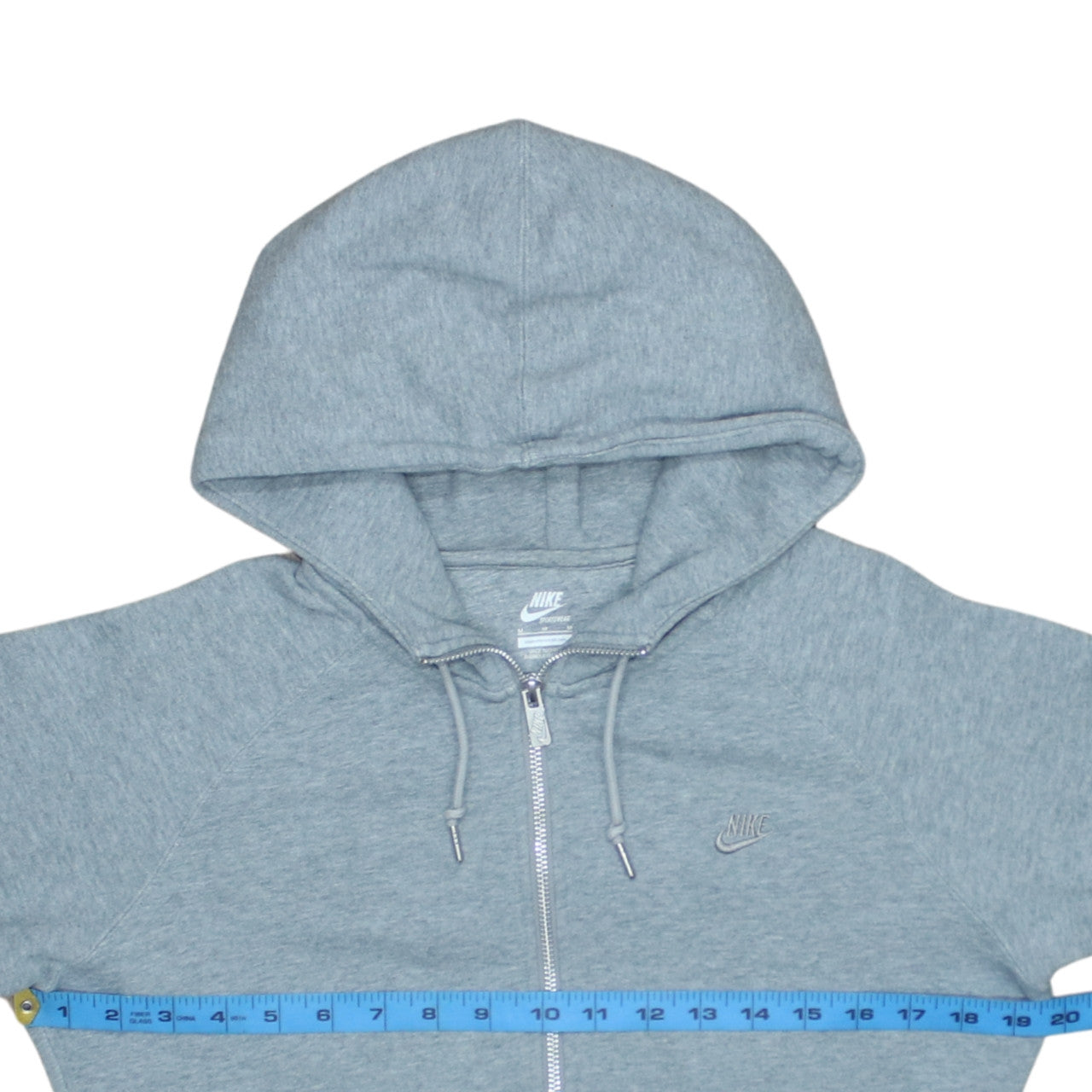 Nike Men's Grey Full Zip Hoodie M Sportswear Cotton