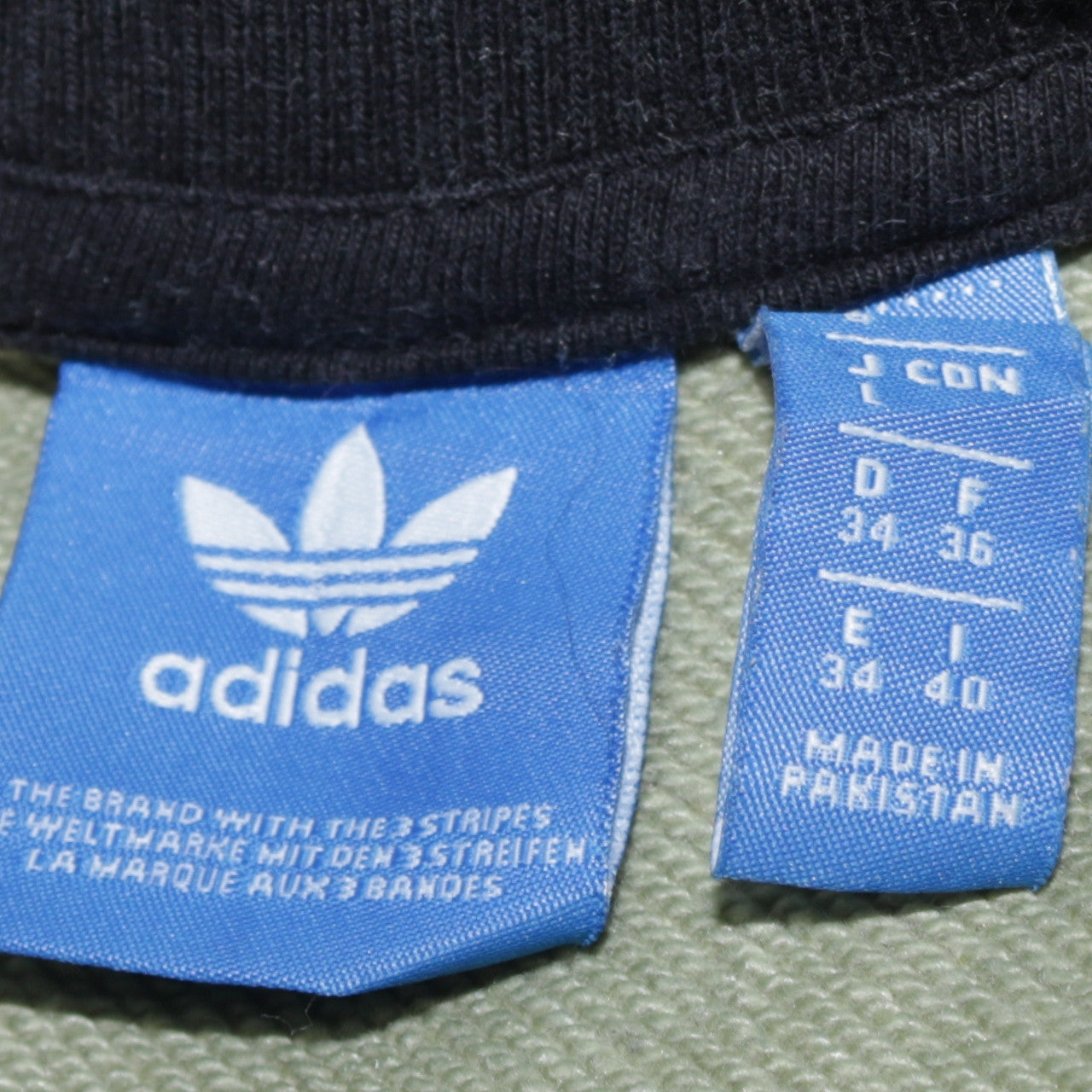 Adidas Women Khaki Colourblock Sweatshirt L Logo Crew Neck Vintage Style