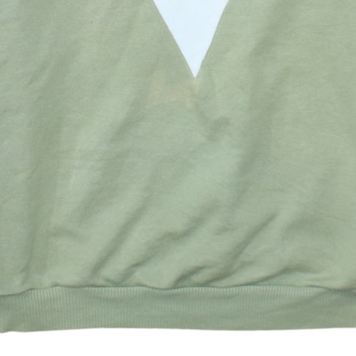 Adidas Women Khaki Colourblock Sweatshirt L Logo Crew Neck Vintage Style