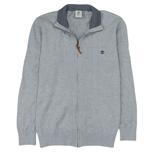Timberland Men's Grey Full Zip Cotton Jumper Size L Regular Fit