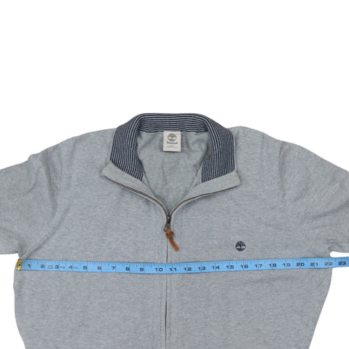 Timberland Men's Grey Full Zip Cotton Jumper Size L Regular Fit