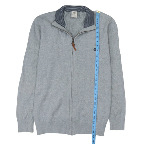 Timberland Men's Grey Full Zip Cotton Jumper Size L Regular Fit