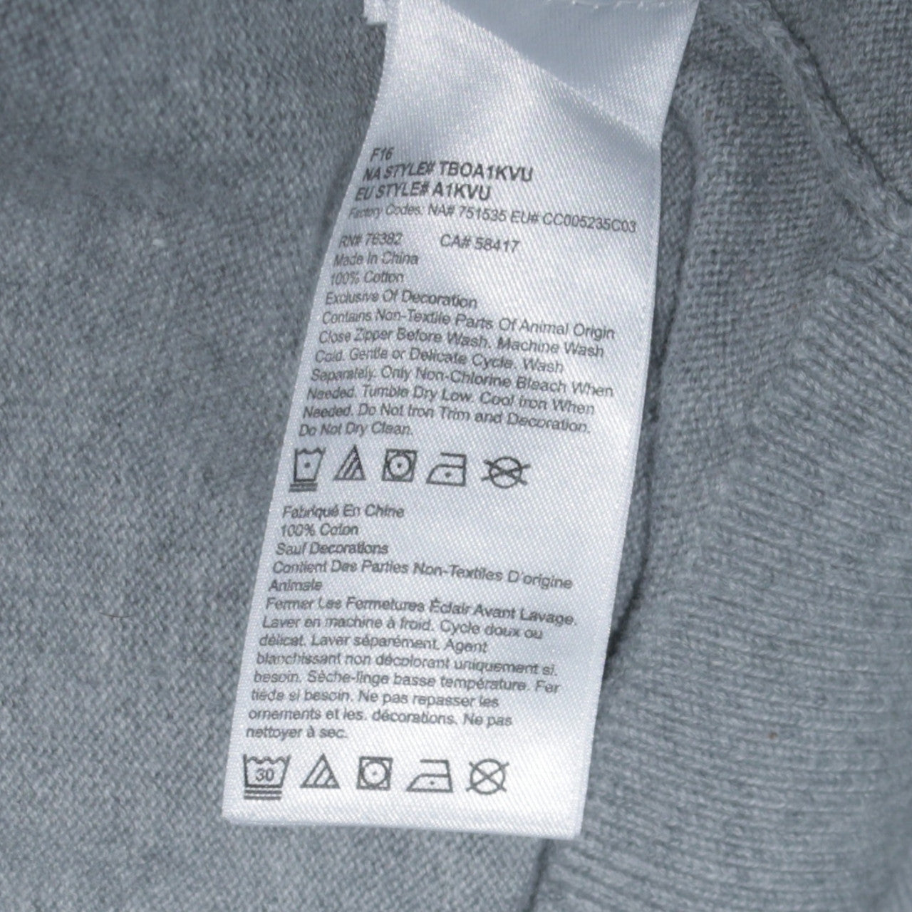 Timberland Men's Grey Full Zip Cotton Jumper Size L Regular Fit