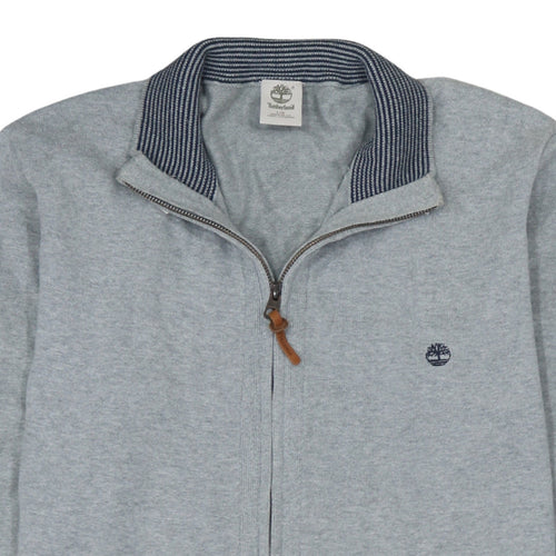 Timberland Men's Grey Full Zip Cotton Jumper Size L Regular Fit