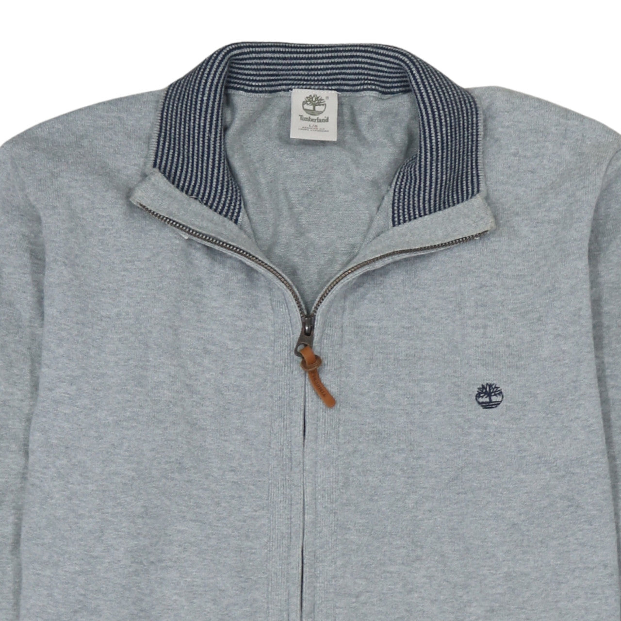 Timberland Men's Grey Full Zip Cotton Jumper Size L Regular Fit
