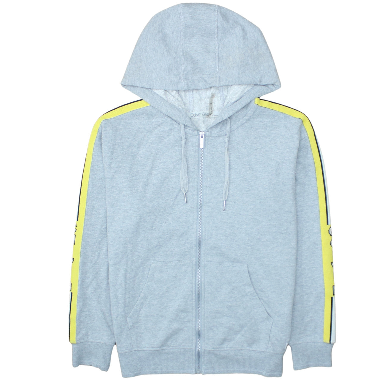 Calvin Klein Men’s Grey Full Zip Hoodie Size M Lightweight Logo Trim
