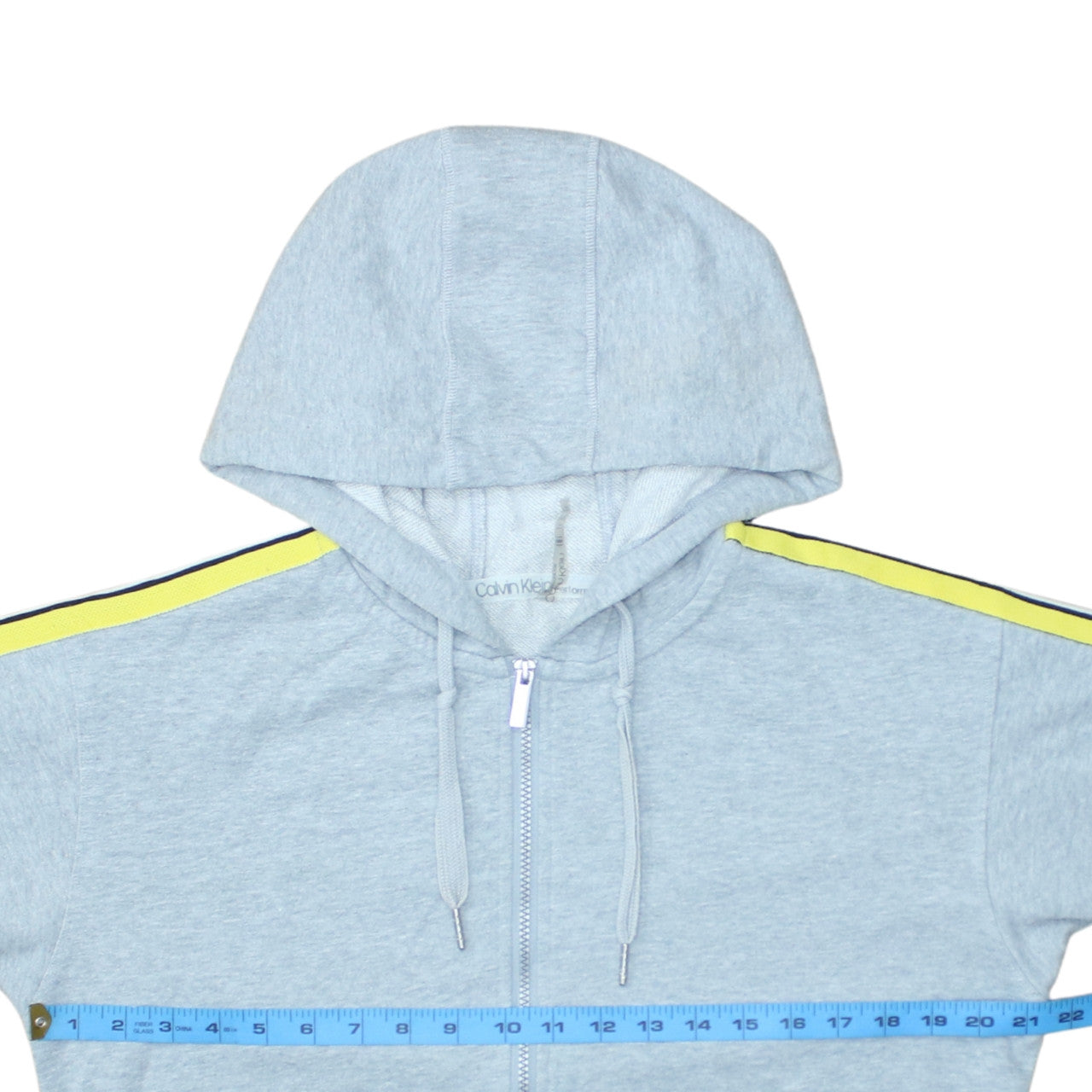 Calvin Klein Men’s Grey Full Zip Hoodie Size M Lightweight Logo Trim