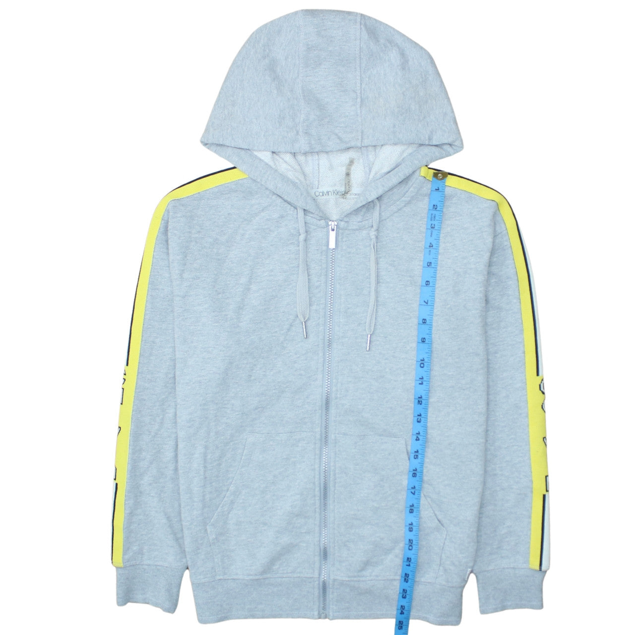 Calvin Klein Men’s Grey Full Zip Hoodie Size M Lightweight Logo Trim
