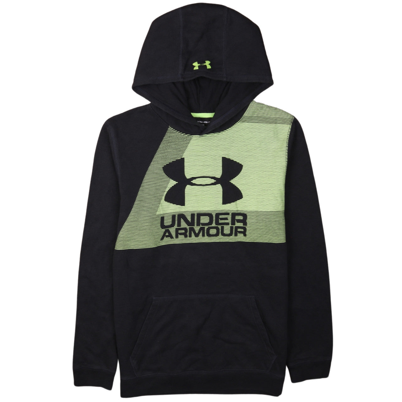 Under Armour Boys Black Green Long Sleeve Pullover Hoodie YXL