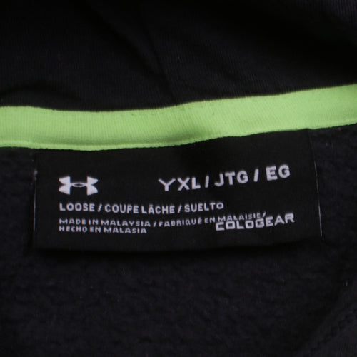 Under Armour Boys Black Green Long Sleeve Pullover Hoodie YXL