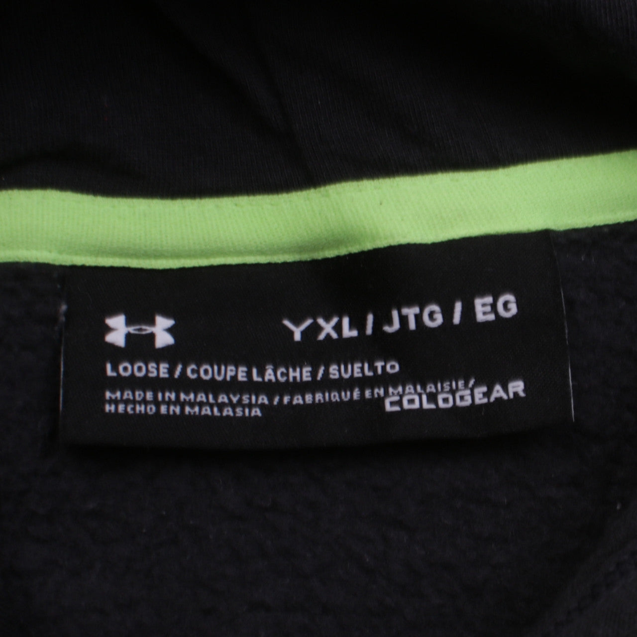 Under Armour Boys Black Green Long Sleeve Pullover Hoodie YXL