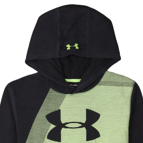Under Armour Boys Black Green Long Sleeve Pullover Hoodie YXL