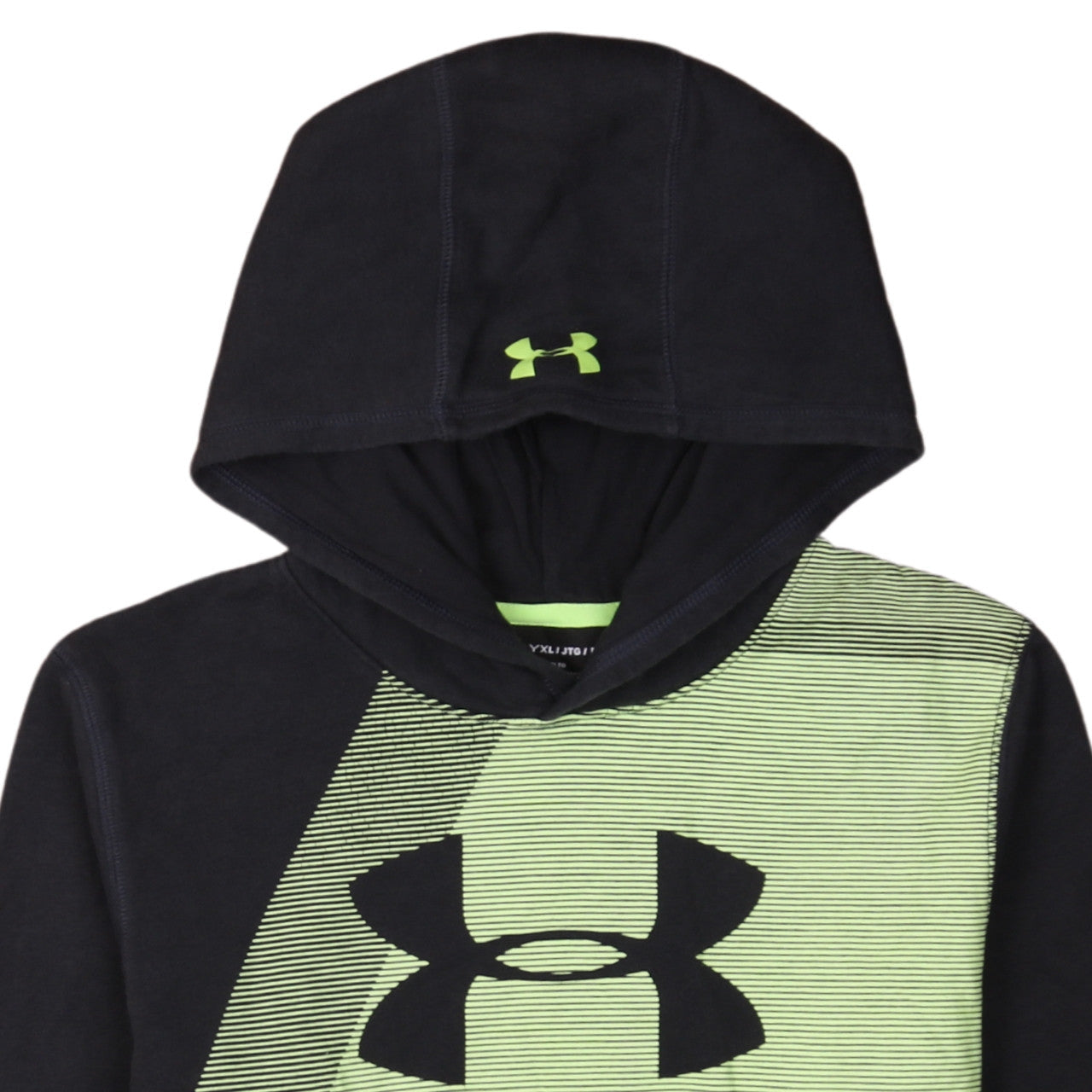 Under Armour Boys Black Green Long Sleeve Pullover Hoodie YXL