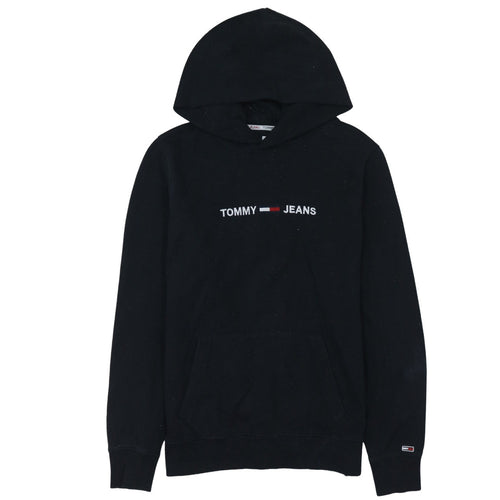 Tommy Jeans Mens Black Pullover Hoodie S Embroidered Logo