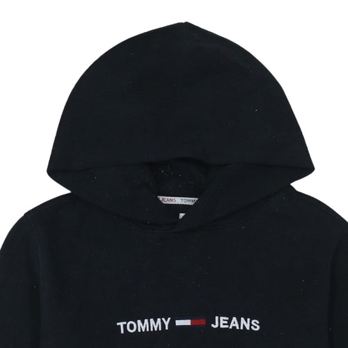 Tommy Jeans Mens Black Pullover Hoodie S Embroidered Logo