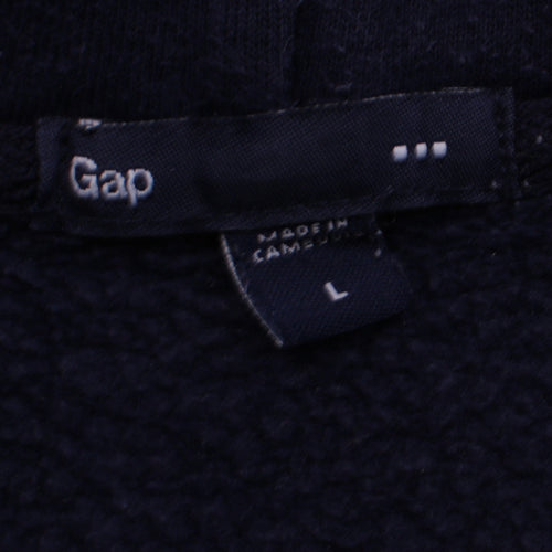 GAP Women Navy Blue Full Zip Hoodie L Fleece Logo Casual