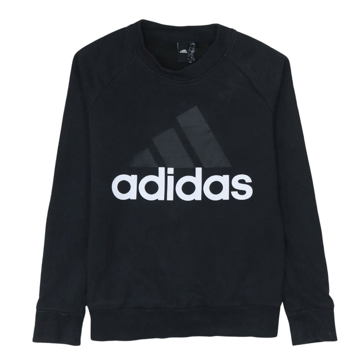 Adidas Womens Black Small Crew Neck Pullover Sweatshirt