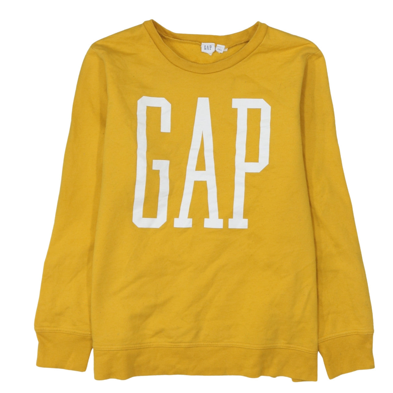 GAP Womens Yellow Logo Pullover Sweatshirt L Cotton Blend